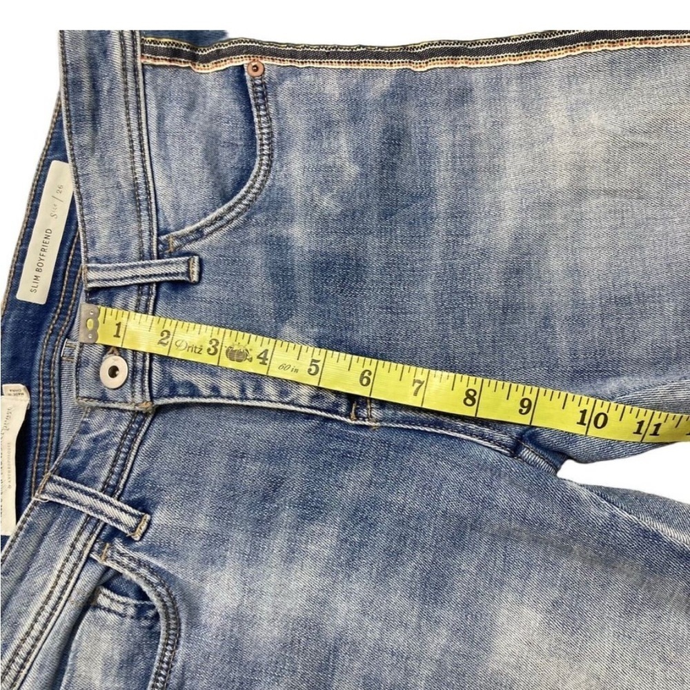 Pilcro Anthropologie Women's Sz 26 Blue Side Stripe Slim Boyfriend Crop Jeans - Picture 6 of 7